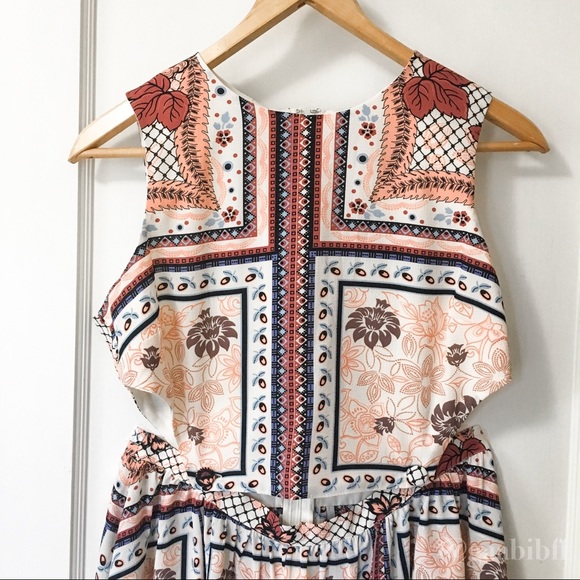 Topshop Scarf Print Pinafore Cut Out Sundress - Picture 4 of 8